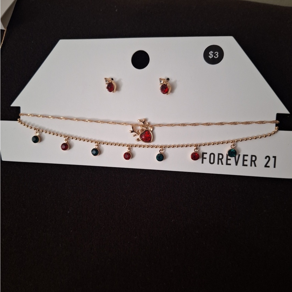 Forever 21 Gold and Red Earrings